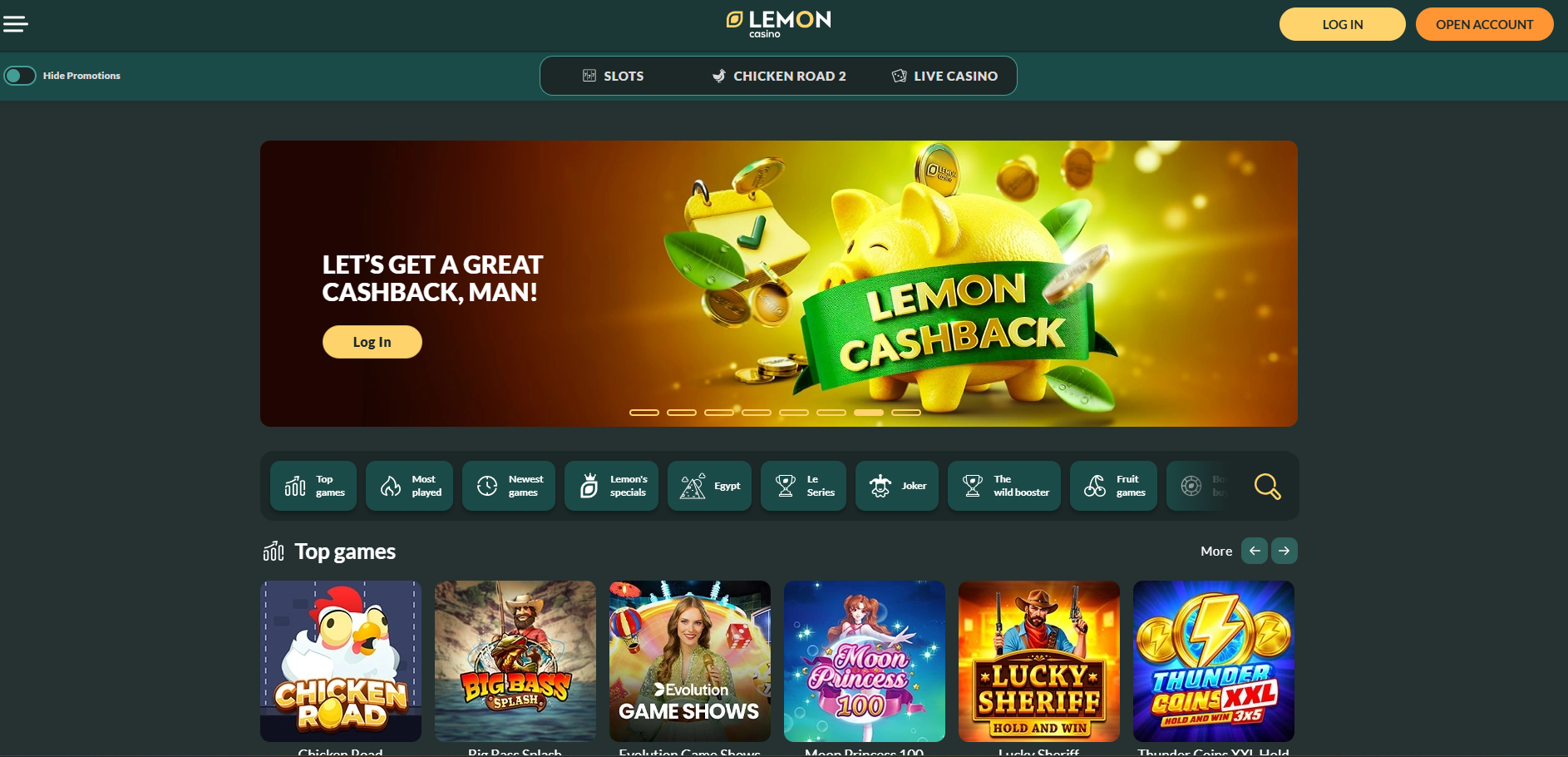 LemonCasino interface